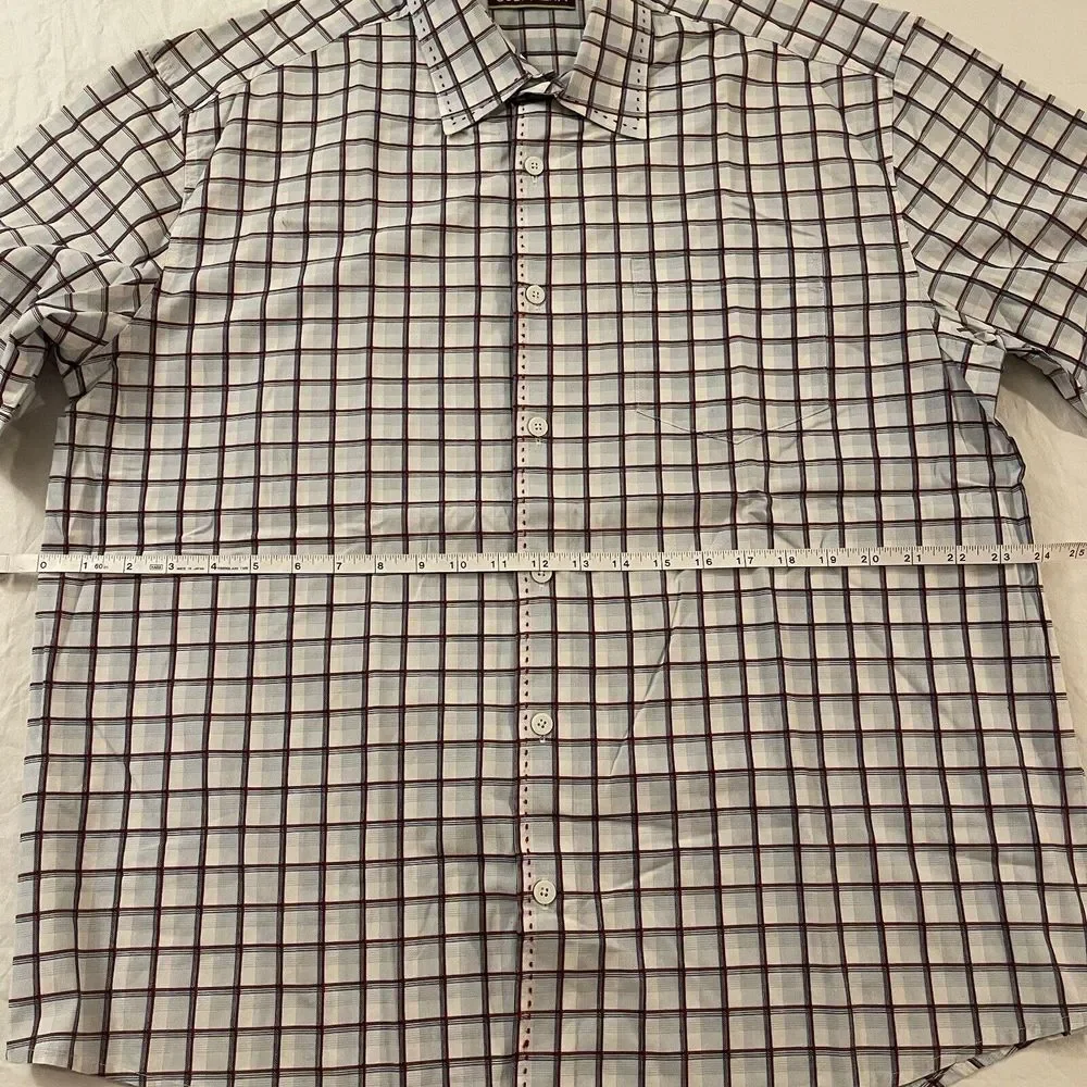 Cubavera Shirt Mens Size XL Plaid Multicolored Button Down Short Sleeve‎ Pockets